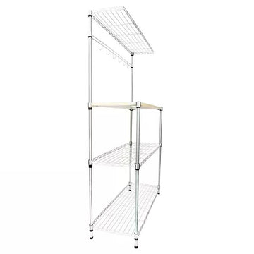 Carbon Steel Kitchen Bakers Rack with Hanging Bar with Hooks