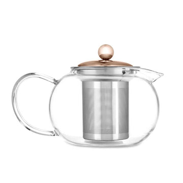 Glass Teapot with Removeable Rose Gold Stainless Steel Infuser