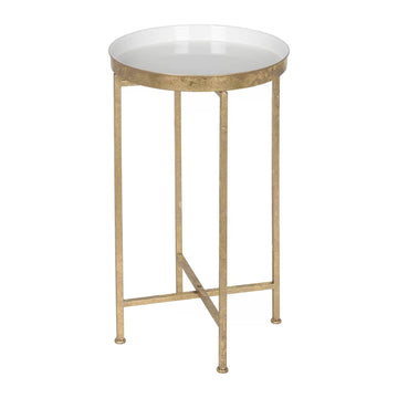 Gold Metal Round Nightstand Table