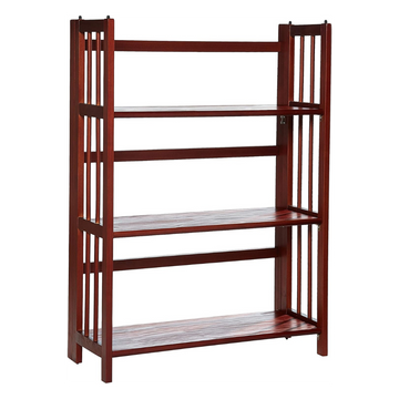 3-Shelf Folding Storage Bookcase in Walnut Wood Finish