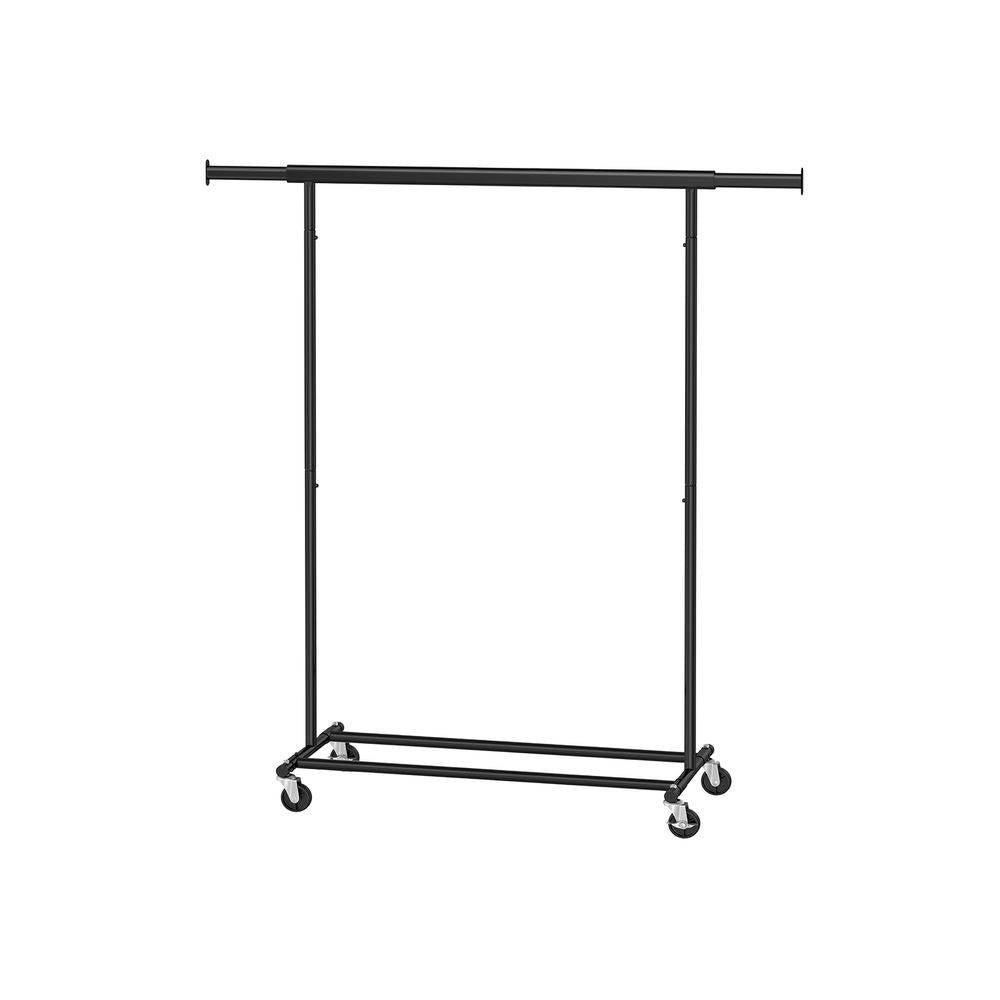 Black Metal Garment Rack Clothes Hanging Bar on Lockable Wheels