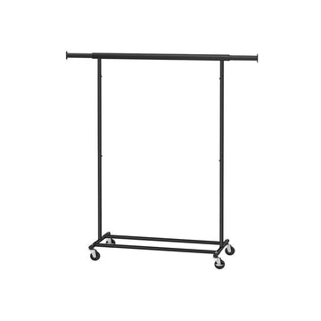 Black Metal Garment Rack Clothes Hanging Bar on Lockable Wheels