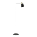 60-inch Industrial Modern Black Metal Floor Lamp with Gold Accents