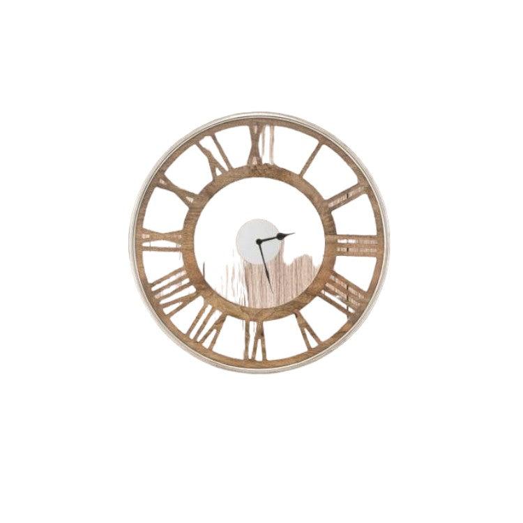 20-inch Classic Farmhouse Natural Wood Roman Numerals Wall Clock