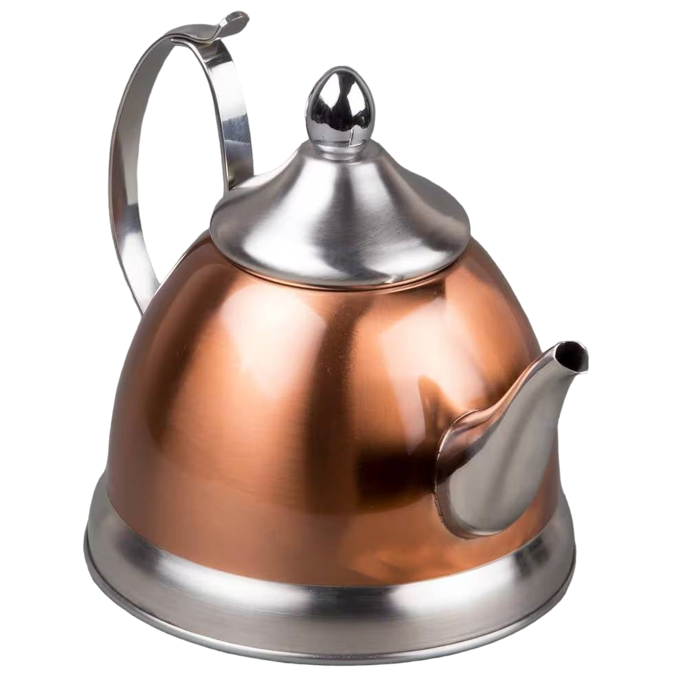 1 Quart Stainless Steel Teapot Kettle in Copper Finish with Tea Infuser